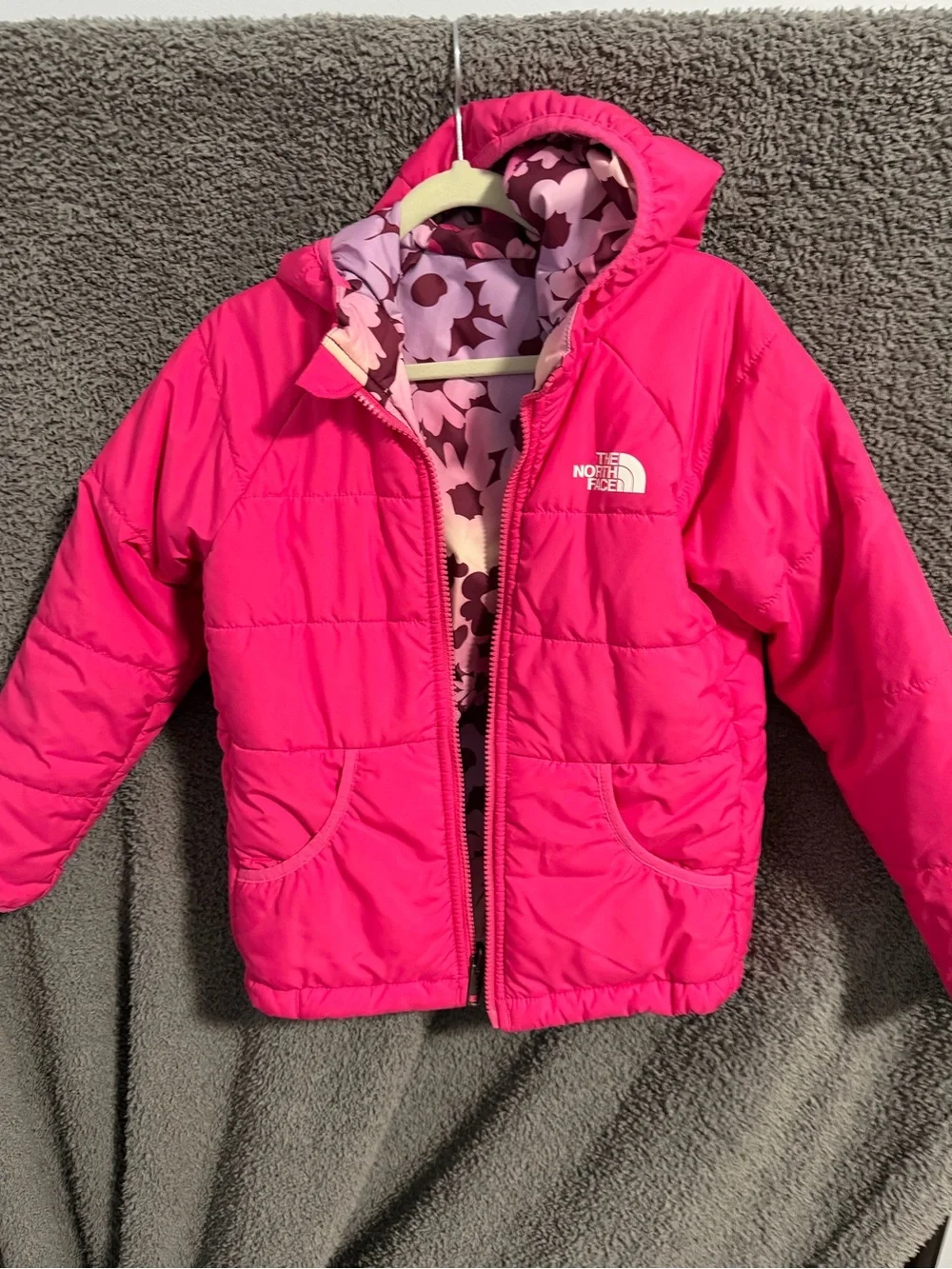 The North Face Girls' Pink Reversible Hooded Jacket